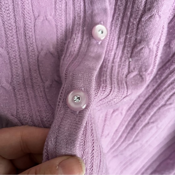 3/$40 Size Large George Lilac Purple with Button Down Cardigan rhinestone button - Picture 5 of 5